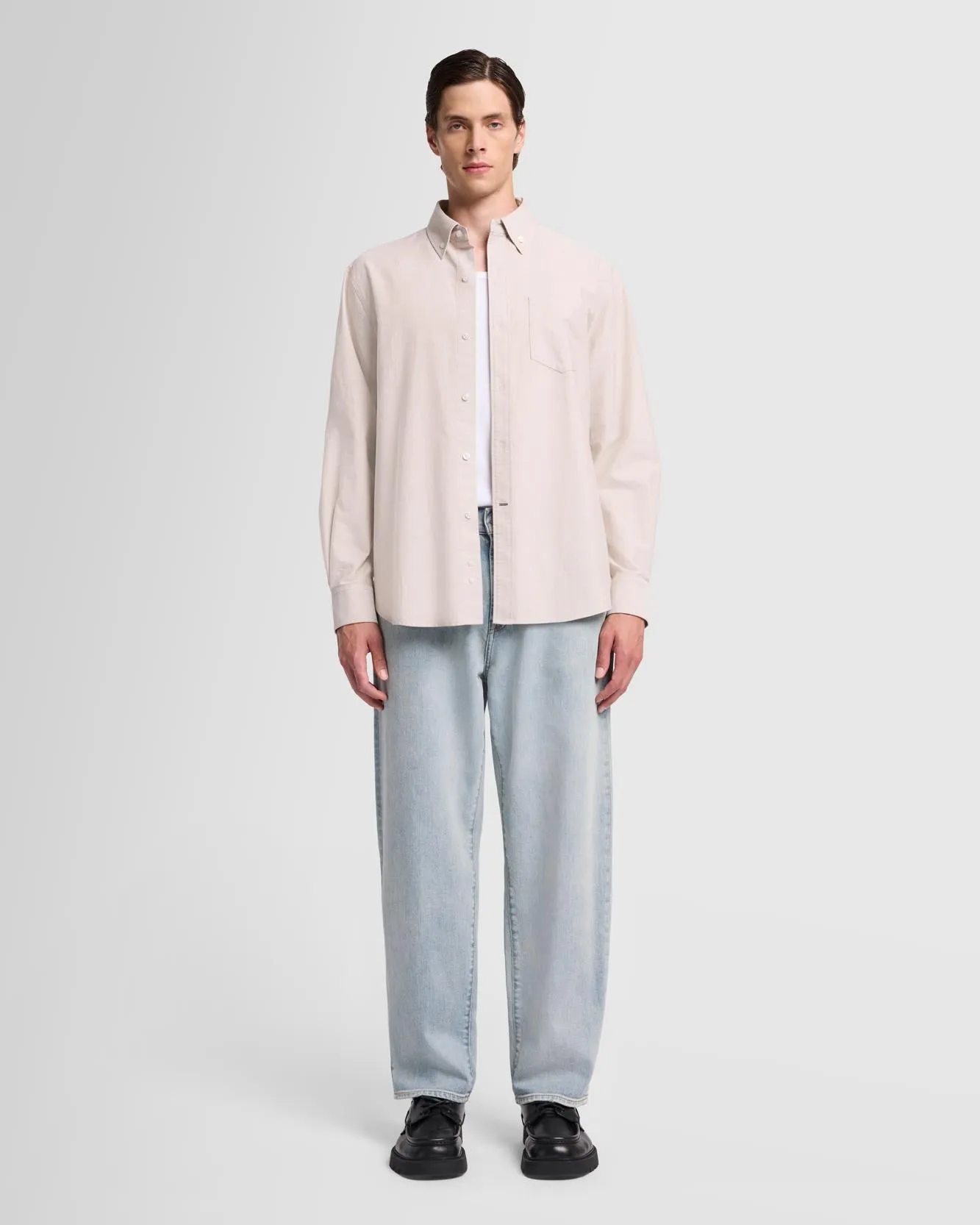 Oxford Button Down Shirt in Beige sold by 7 For All Mankind product image thumbnail 2