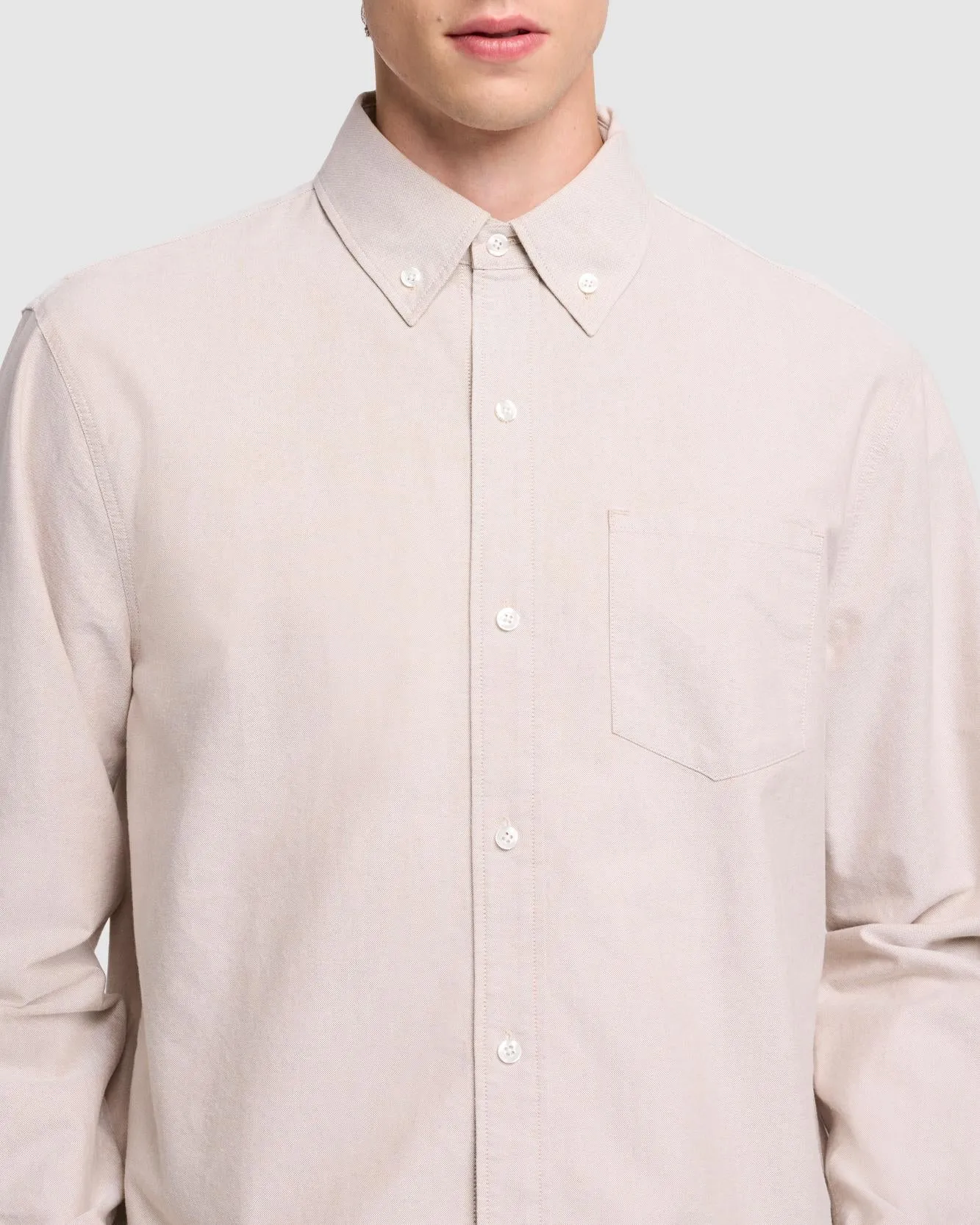Oxford Button Down Shirt in Beige sold by 7 For All Mankind product image thumbnail 3