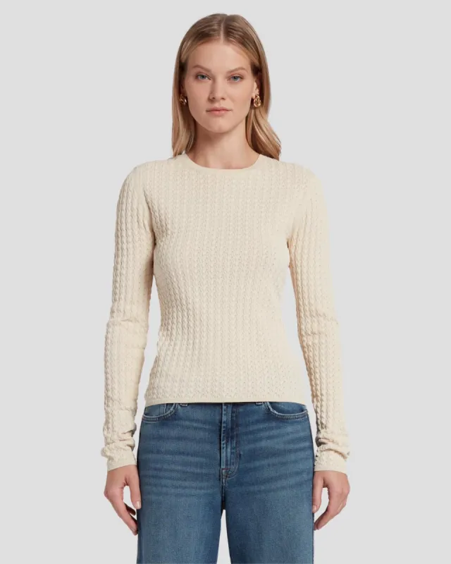 Knit Weave Top in Bone sold by 7 For All Mankind