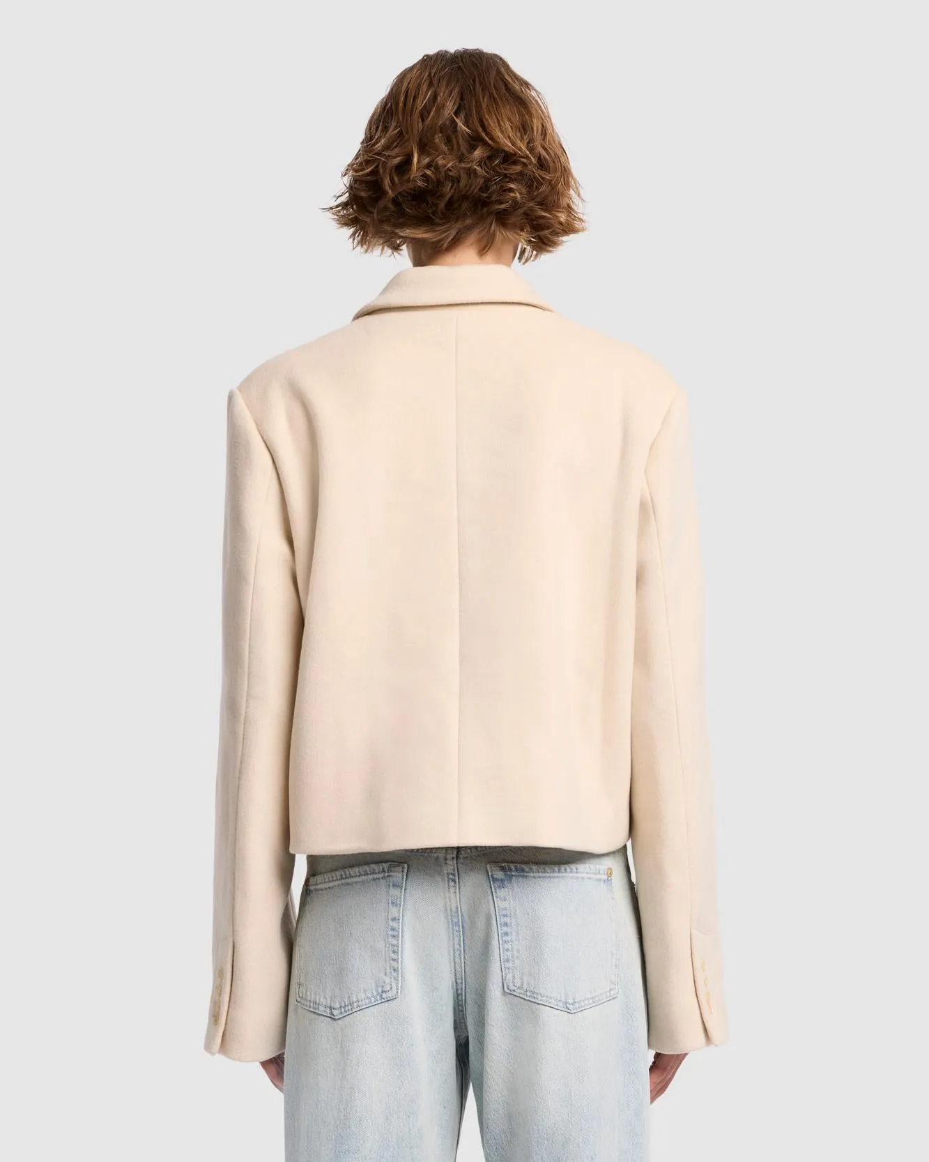 Cropped Wool Jacket in Milk sold by 7 For All Mankind product image thumbnail 4