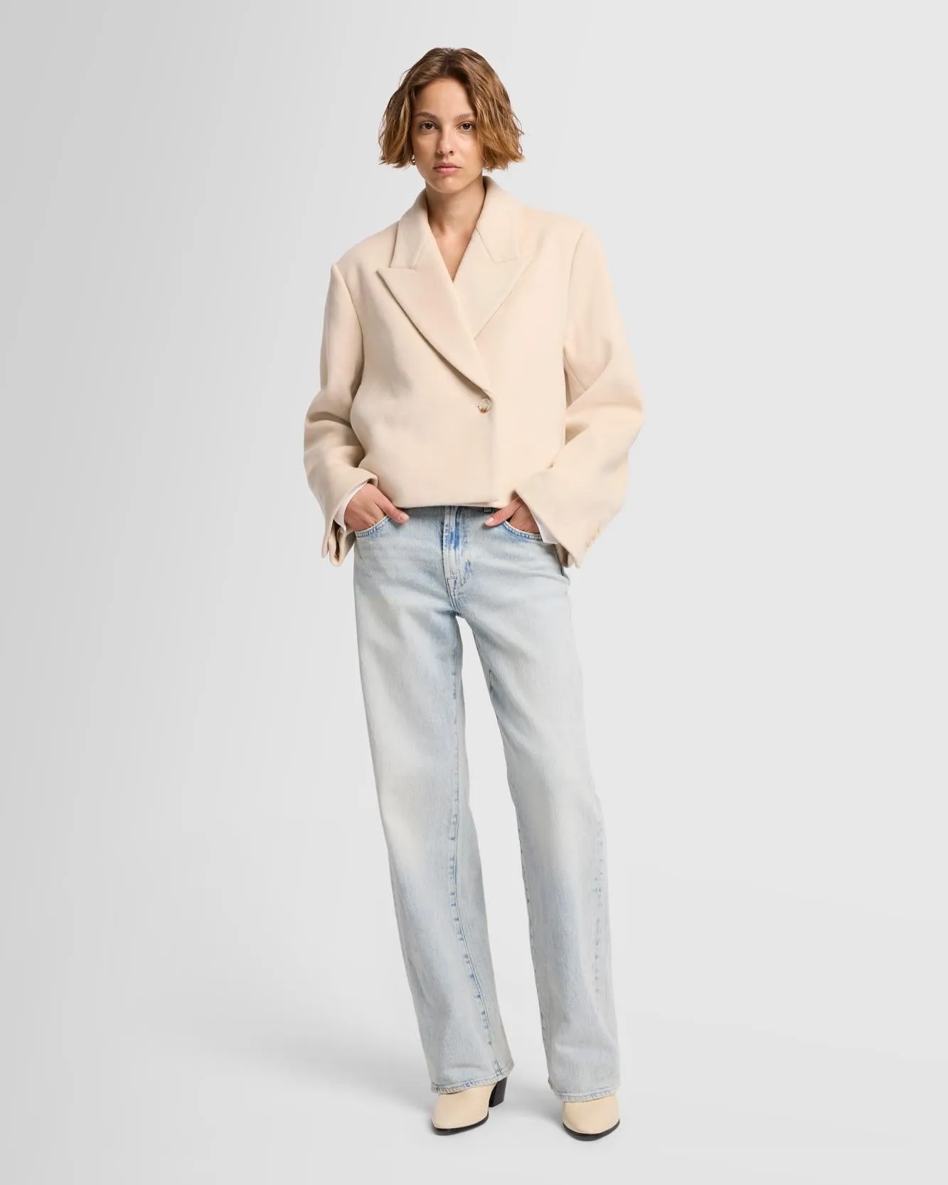 Cropped Wool Jacket in Milk sold by 7 For All Mankind product image thumbnail 2