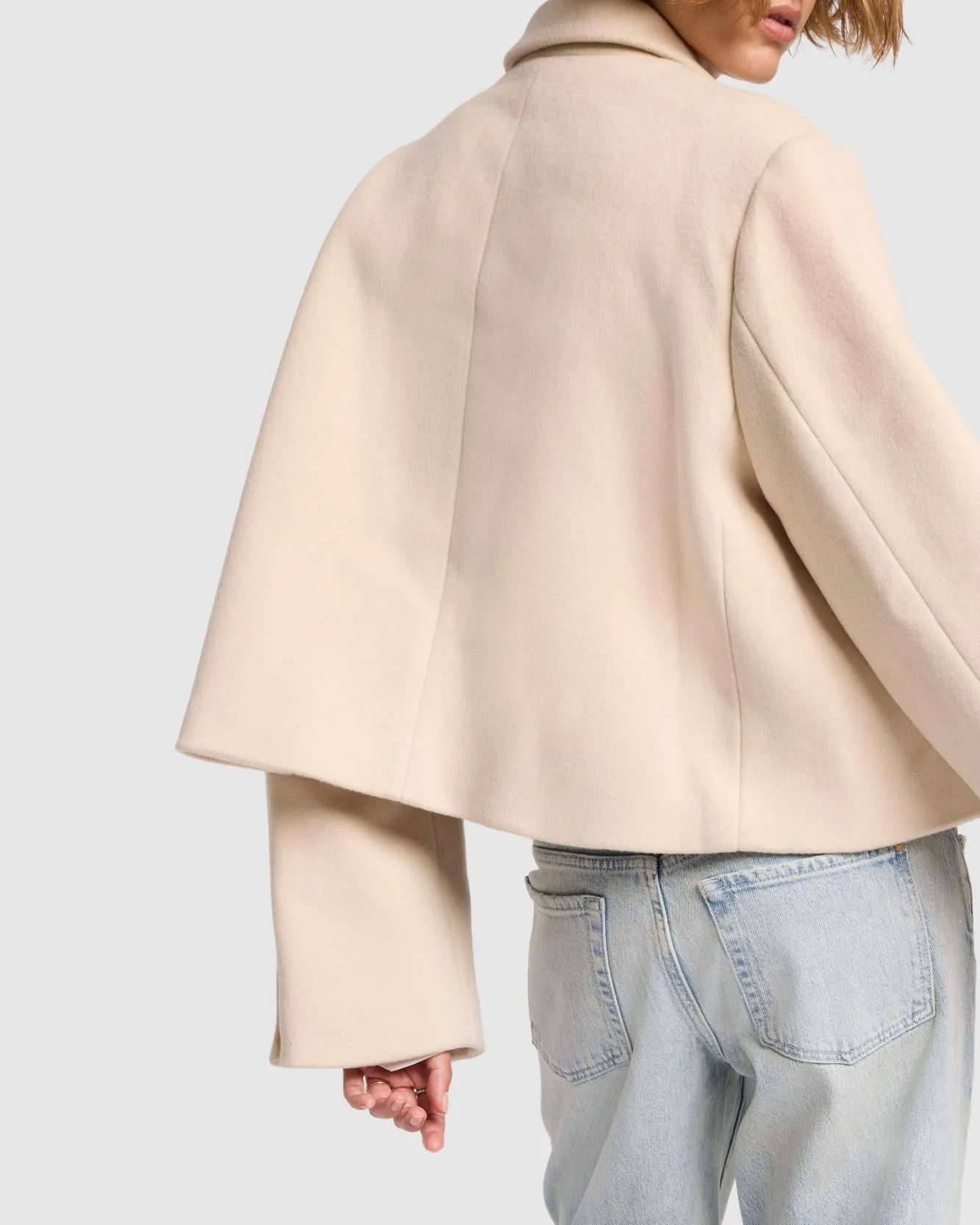 Cropped Wool Jacket in Milk sold by 7 For All Mankind product image thumbnail 3