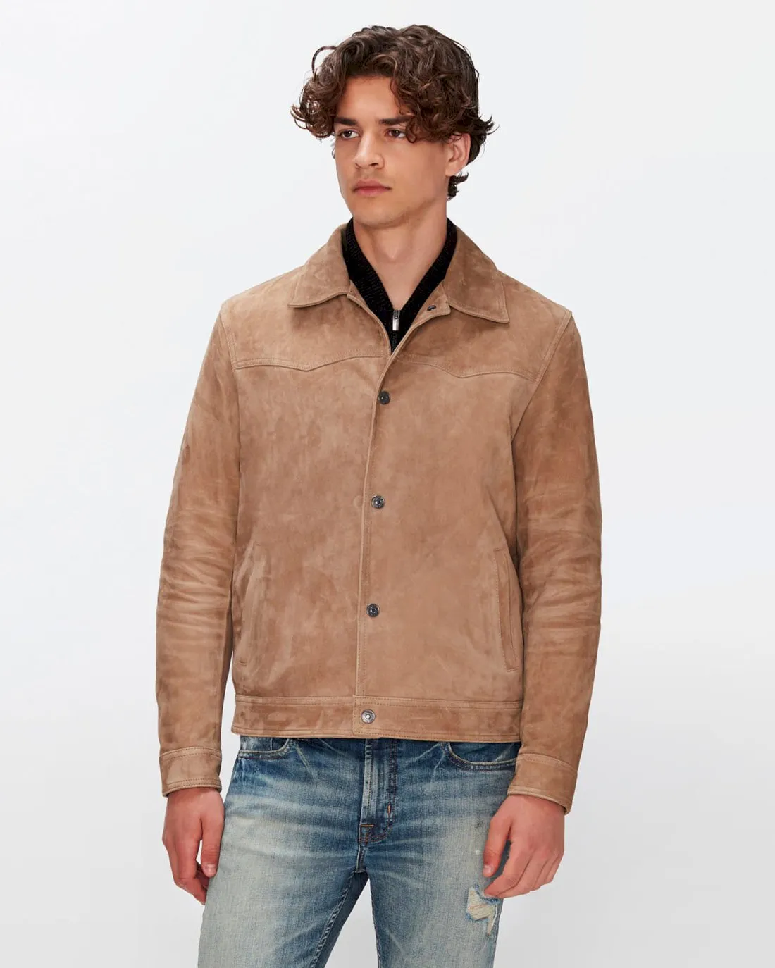 Suede Western Jacket in Bamboo sold by 7 For All Mankind