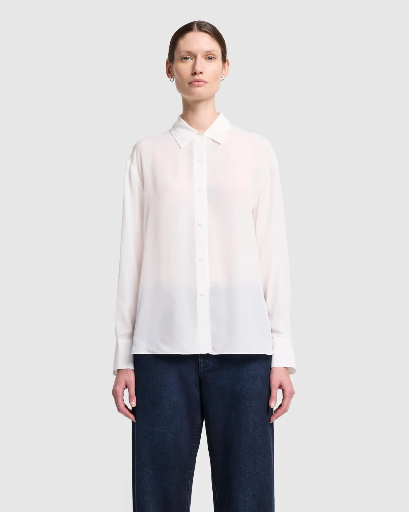 Oversized Silk Button Up in Off White sold by 7 For All Mankind