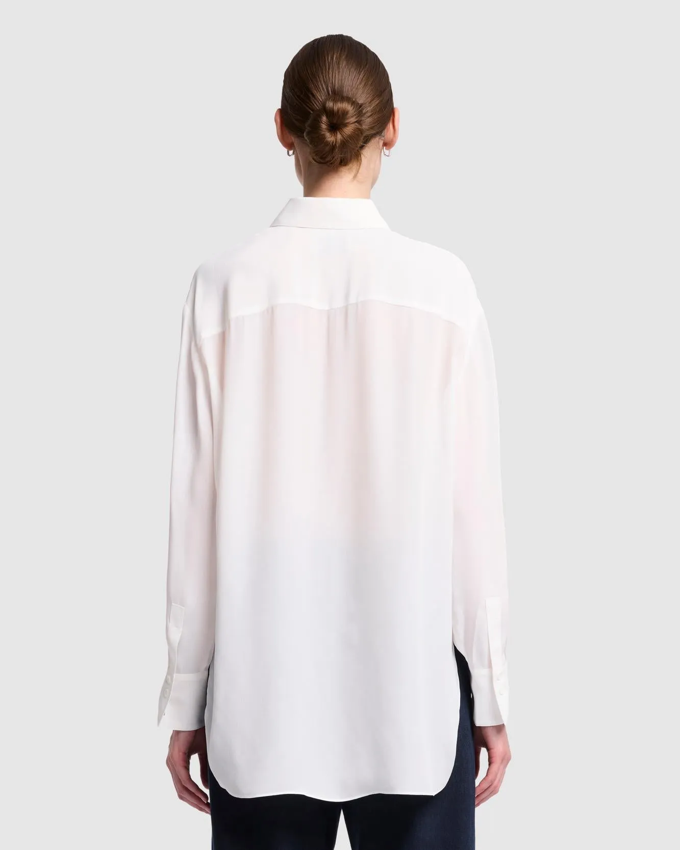 Oversized Silk Button Up in Off White sold by 7 For All Mankind product image thumbnail 4