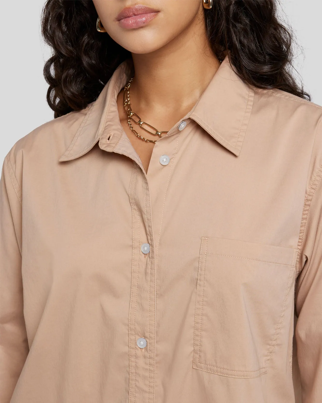 Poplin Button Down in Soft Camel sold by 7 For All Mankind product image thumbnail 5