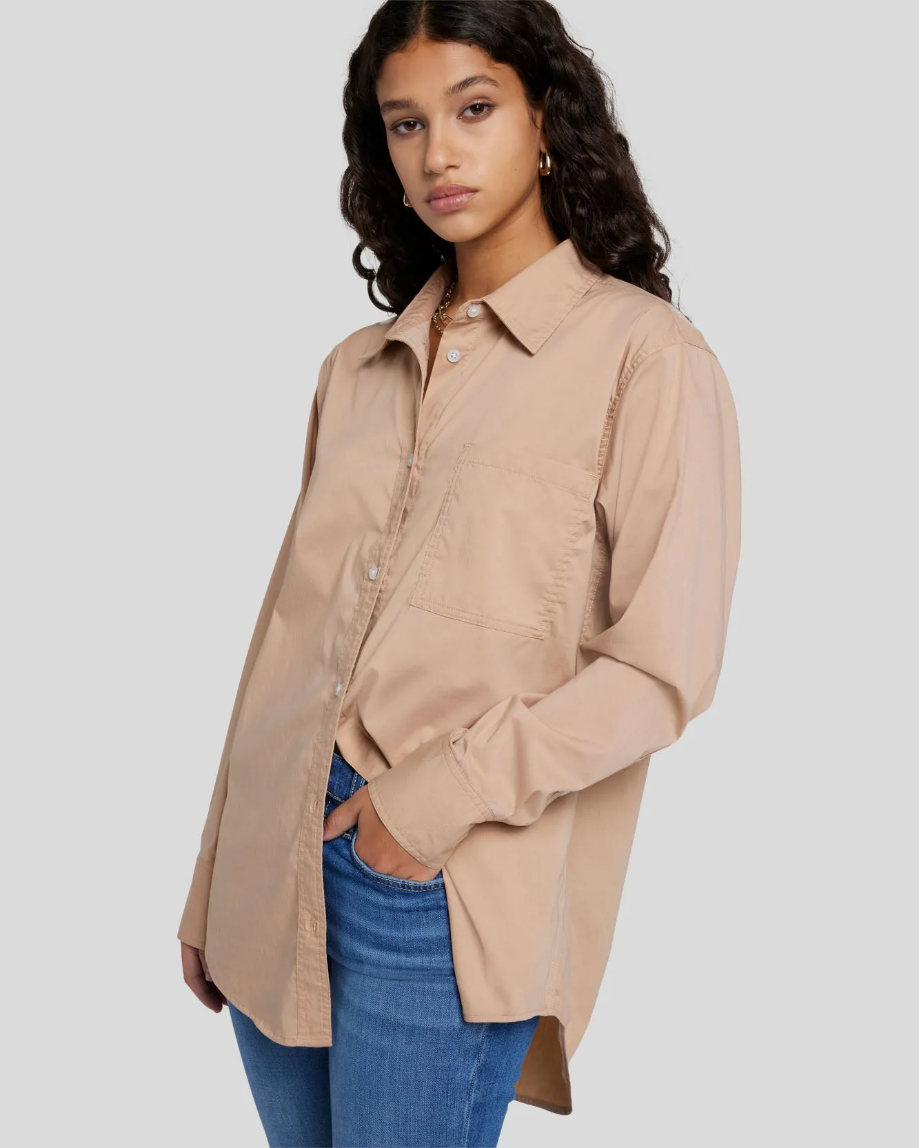 Poplin Button Down in Soft Camel sold by 7 For All Mankind product image thumbnail 2