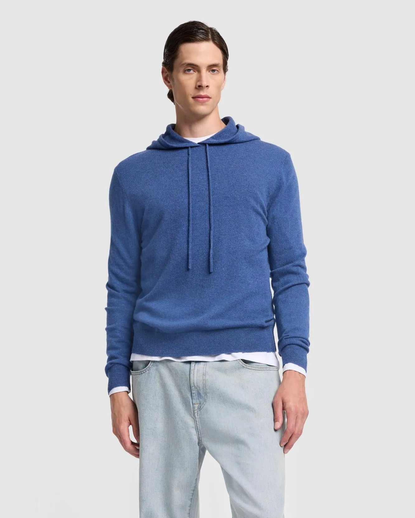 Cashmere Hoodie in Denim sold by 7 For All Mankind