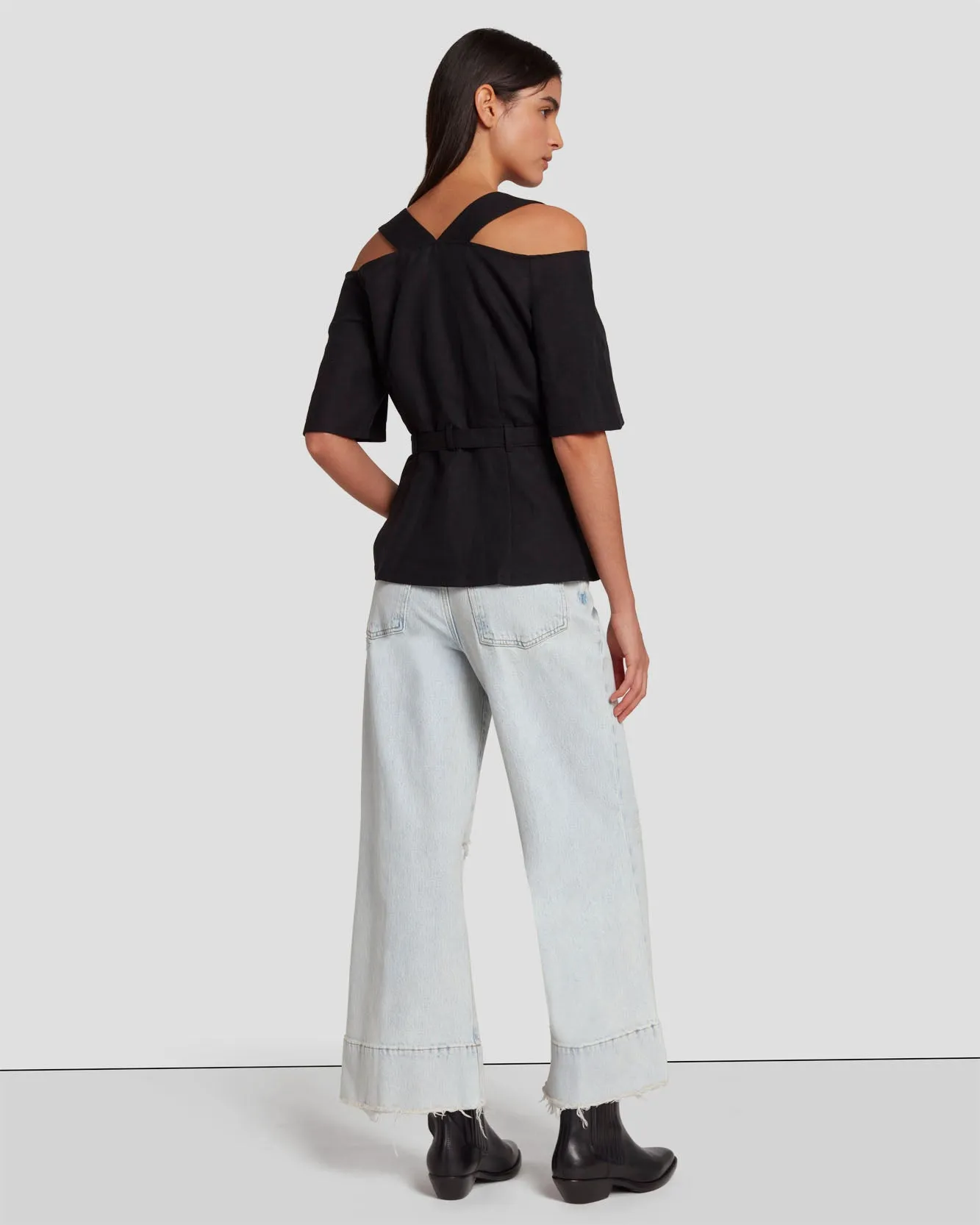 Tailored Off The Shoulder Top in Black sold by 7 For All Mankind product image thumbnail 4
