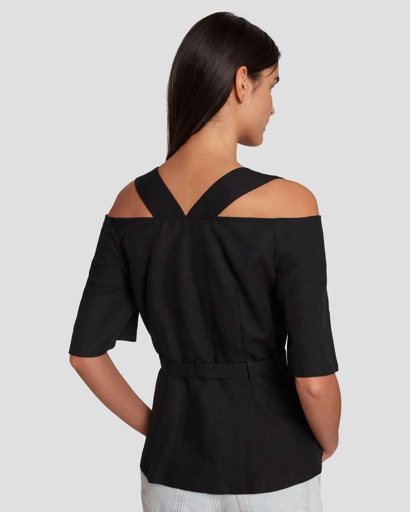 Tailored Off The Shoulder Top in Black sold by 7 For All Mankind product image thumbnail 5