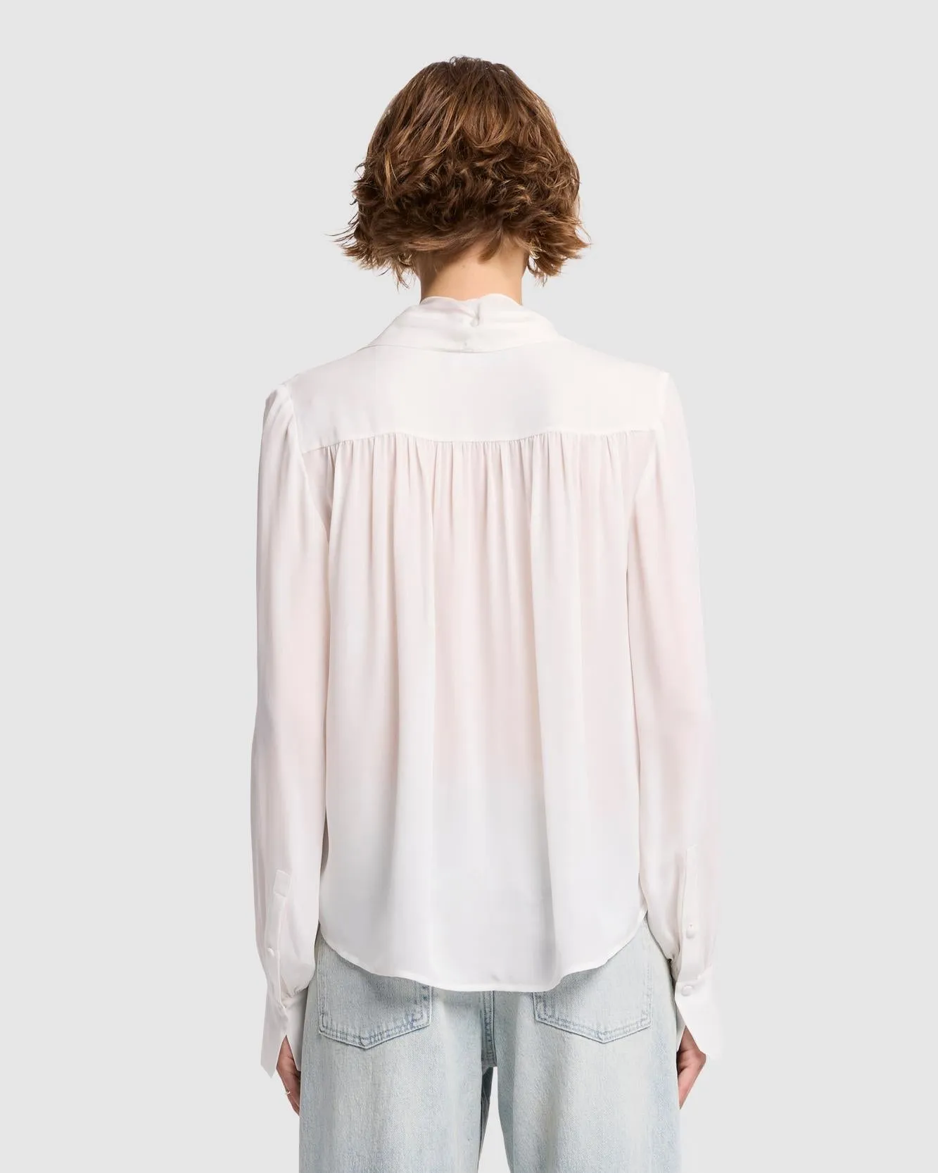 Silk Bow Shirt in Vintage White sold by 7 For All Mankind product image thumbnail 4
