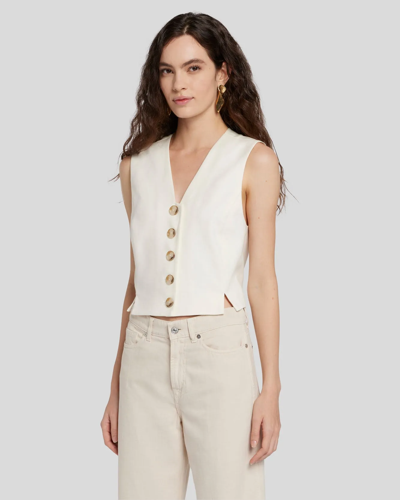 Tailored Vest in Bone sold by 7 For All Mankind
