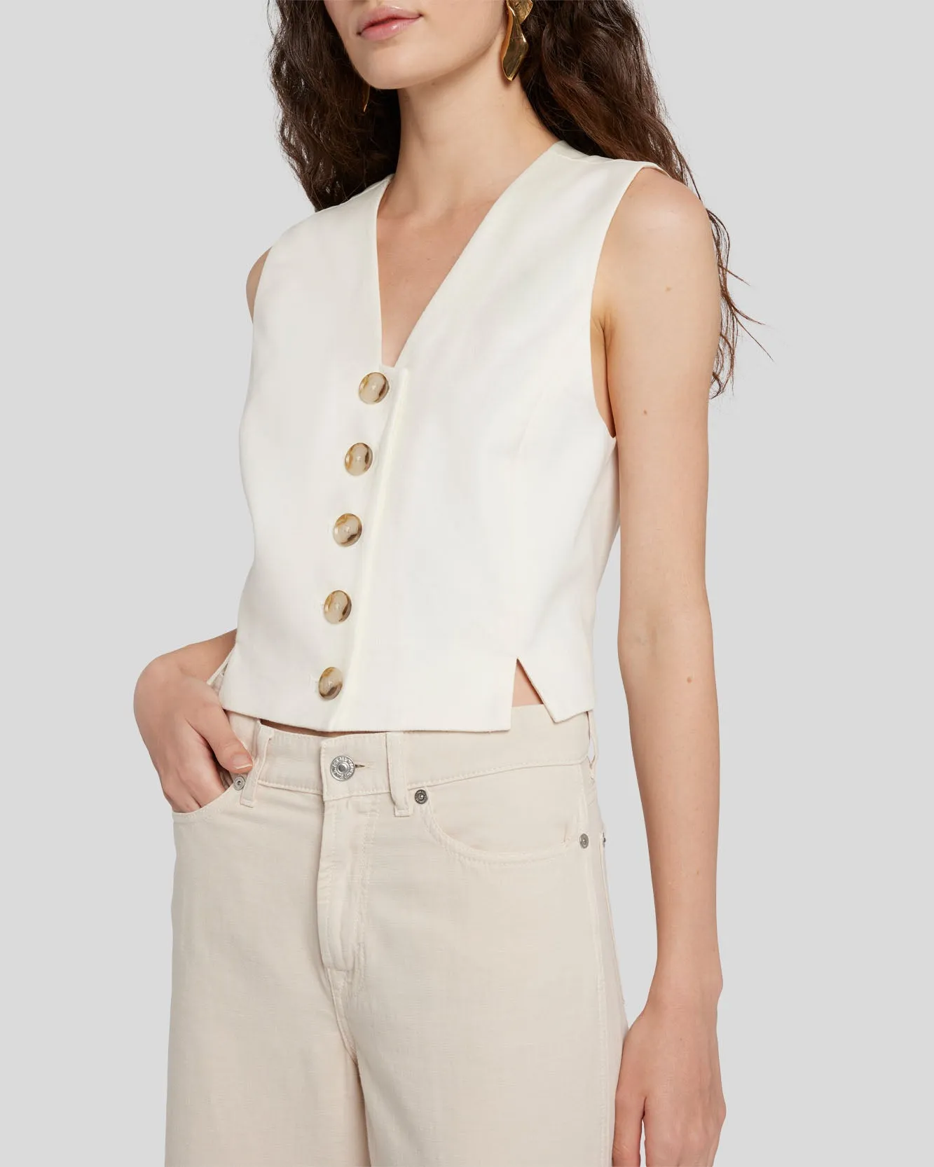 Tailored Vest in Bone sold by 7 For All Mankind product image thumbnail 3