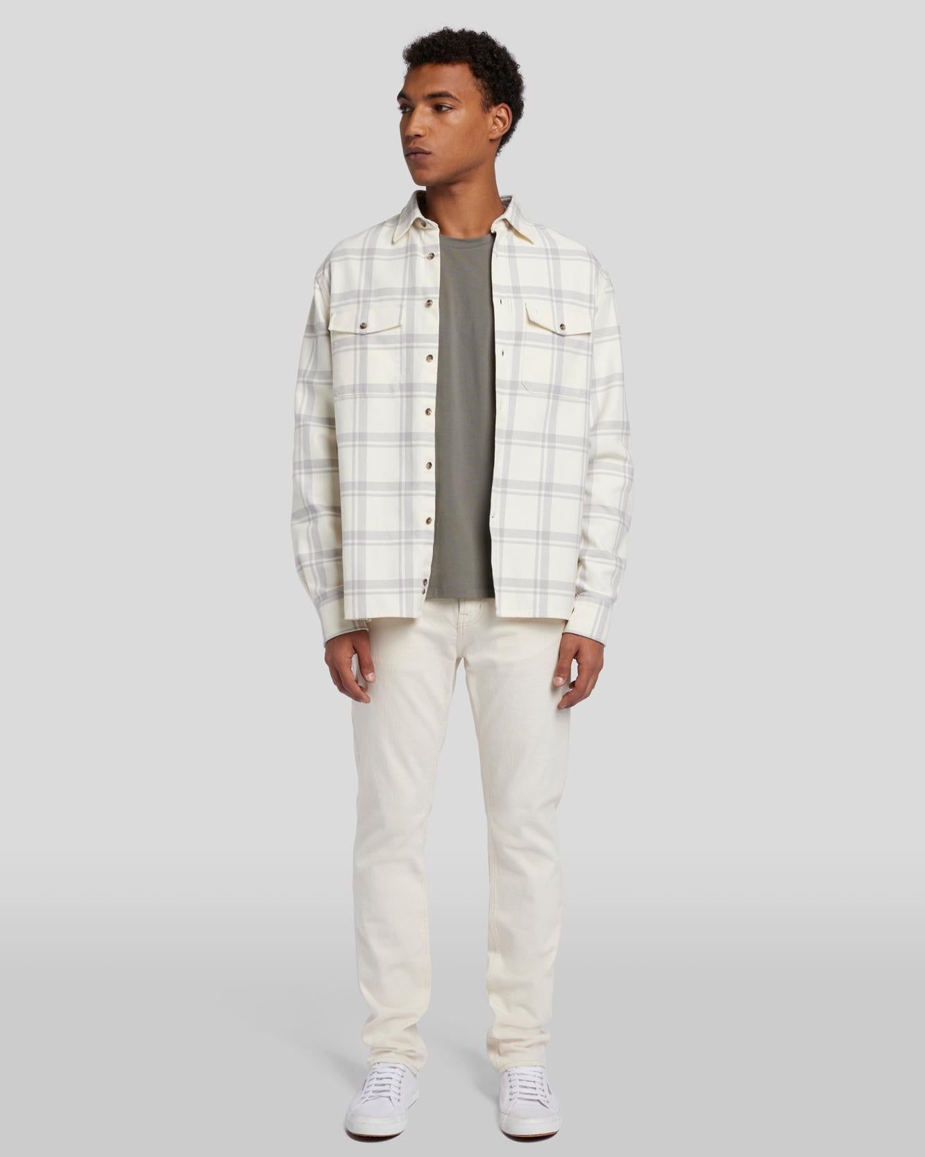 Checkered Overshirt in Off White/Gray sold by 7 For All Mankind product image thumbnail 3
