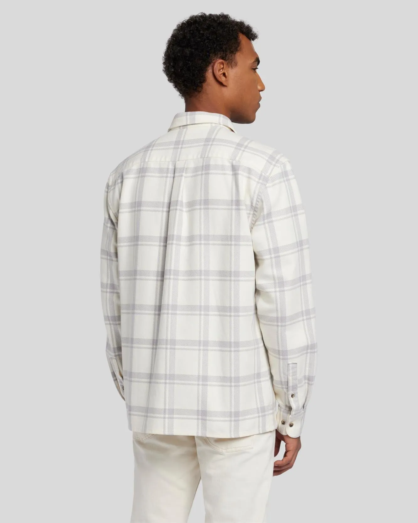 Checkered Overshirt in Off White sold by 7 For All Mankind product image thumbnail 4
