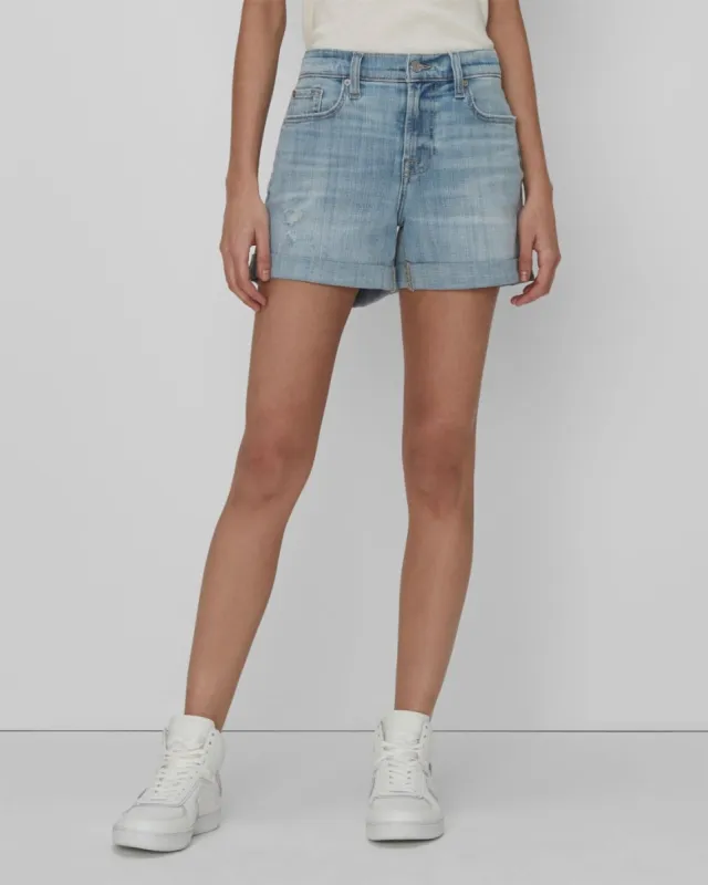 Broken Twill Mid Roll Short In Coco Prive Destroy sold by 7 For All Mankind