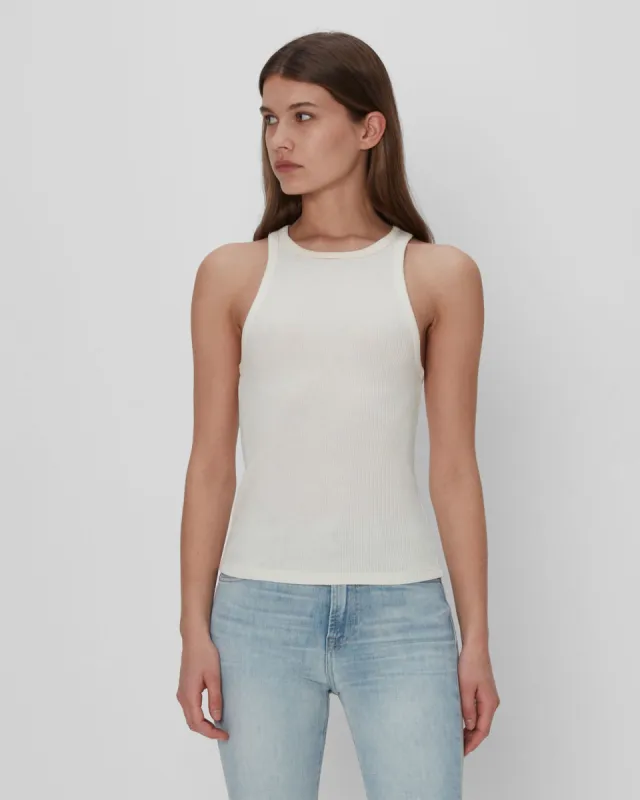 Racerback Tank In Ivory sold by 7 For All Mankind