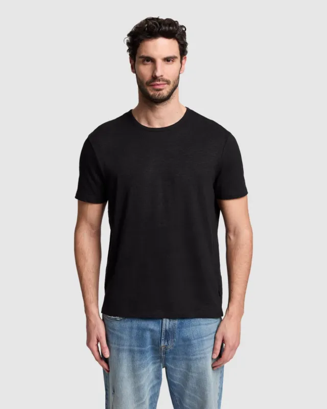 Linen Blend Tee in Black sold by 7 For All Mankind