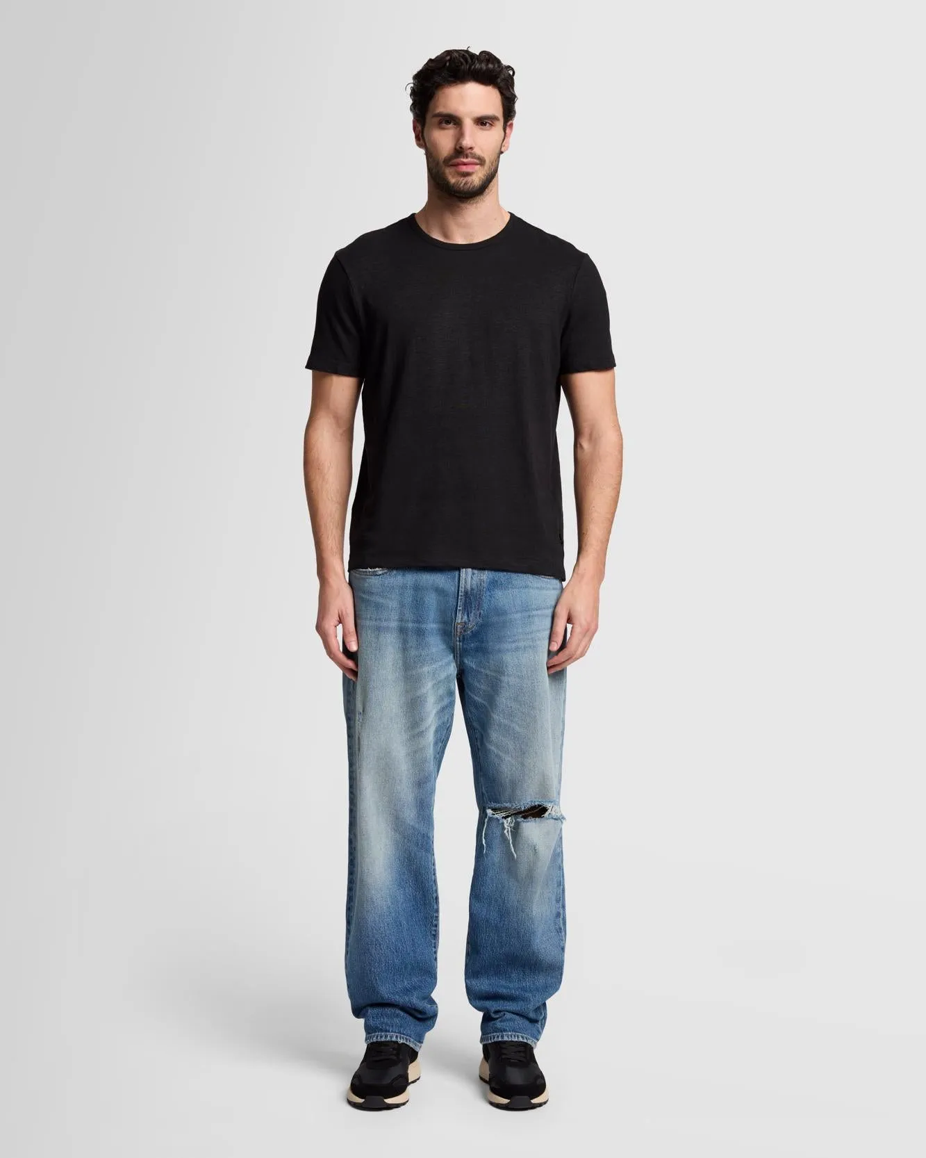 Linen Blend Tee in Black sold by 7 For All Mankind product image thumbnail 2