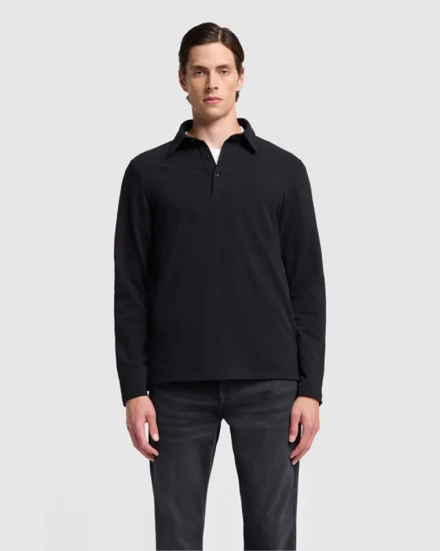 Long Sleeve Polo in Black sold by 7 For All Mankind