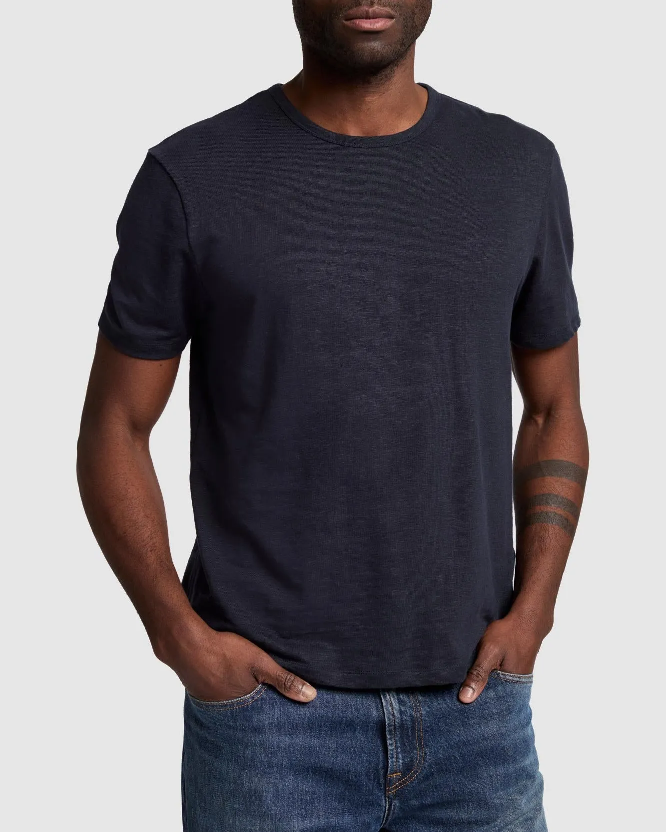 Linen Blend Tee in Ocean Floor sold by 7 For All Mankind product image thumbnail 3