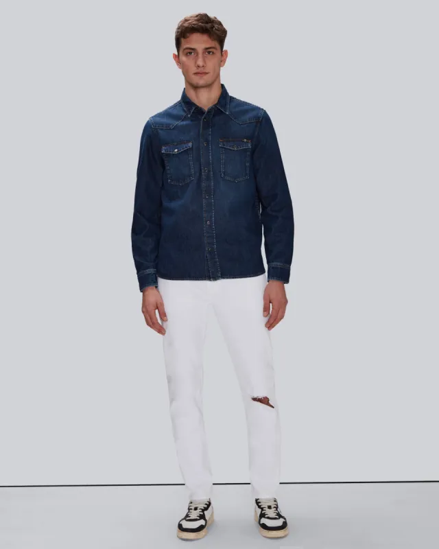 EarthKind StretchTek Slimmy Tapered in White sold by 7 For All Mankind