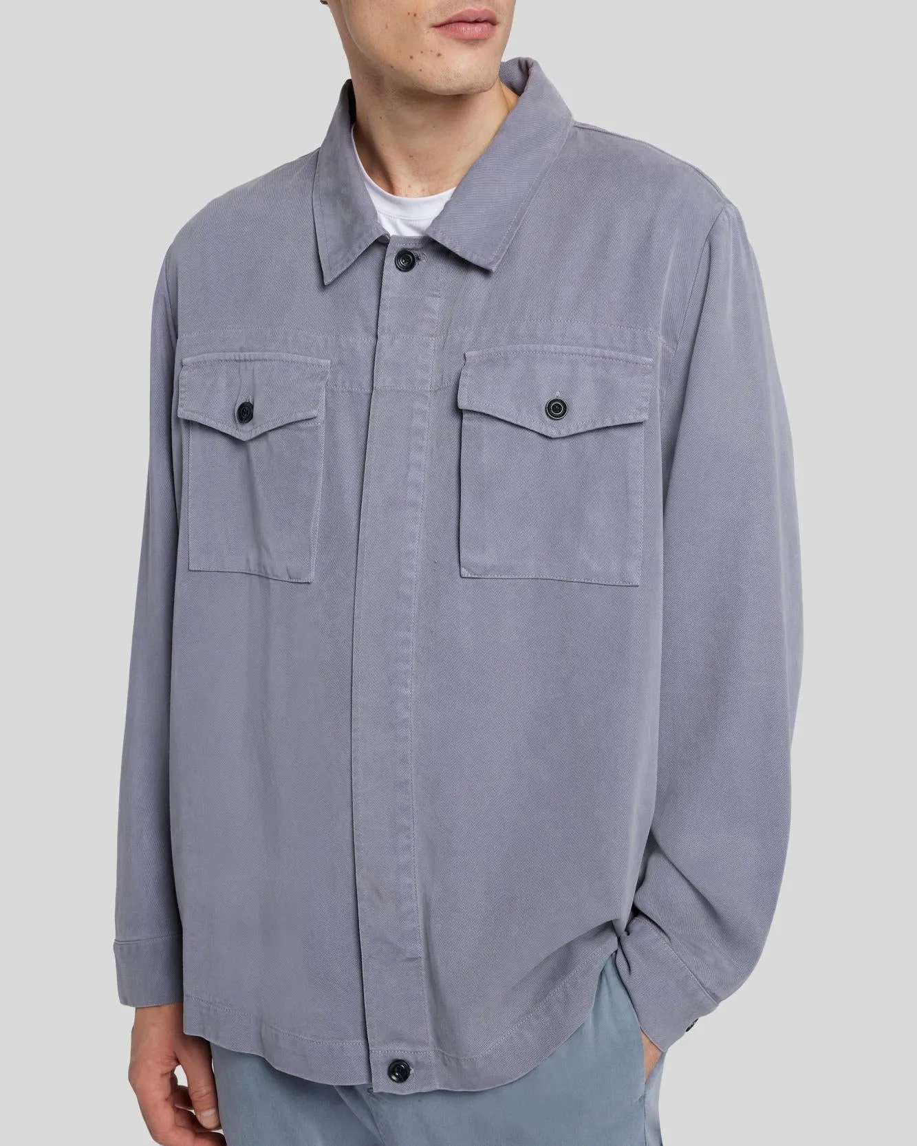 Weightless Shirt Jacket in Dusty Blue sold by 7 For All Mankind product image thumbnail 5