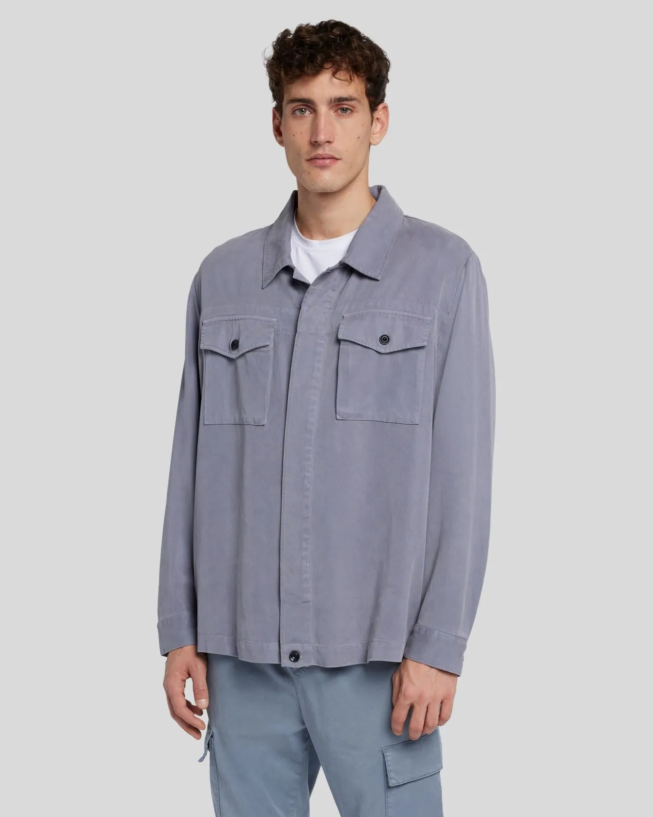 Weightless Shirt Jacket in Dusty Blue sold by 7 For All Mankind product image thumbnail 2