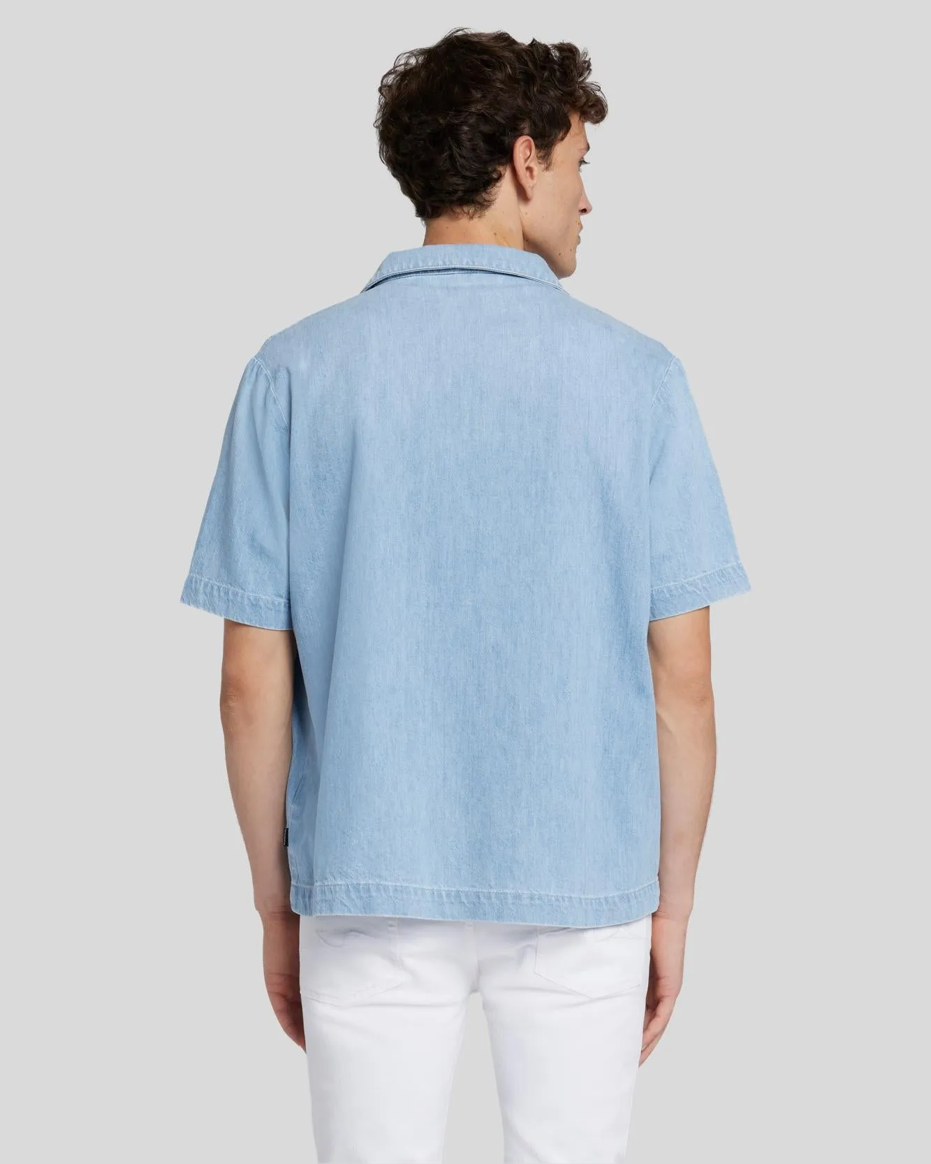 Denim Camp Shirt in Azure sold by 7 For All Mankind product image thumbnail 4