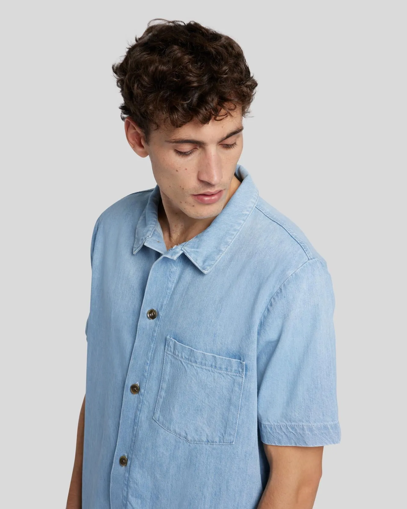Denim Camp Shirt in Azure sold by 7 For All Mankind product image thumbnail 5