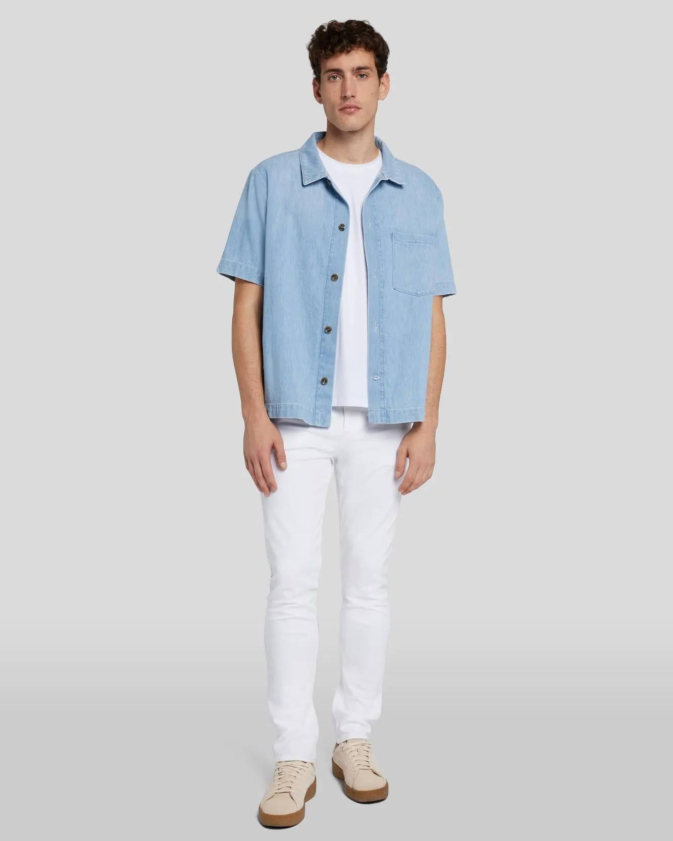 Denim Camp Shirt in Azure sold by 7 For All Mankind product image thumbnail 2