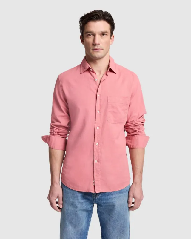 Linen Blend Button Up Shirt in Dusty Rose sold by 7 For All Mankind
