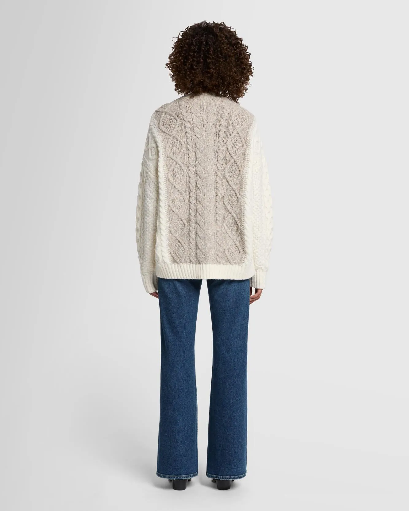 Wool Mock Neck Cable Pullover in Quiet Grey sold by 7 For All Mankind product image thumbnail 4