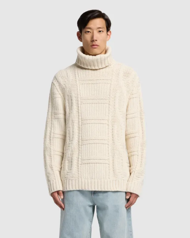 Cableknit Turtleneck in Alabaster sold by 7 For All Mankind
