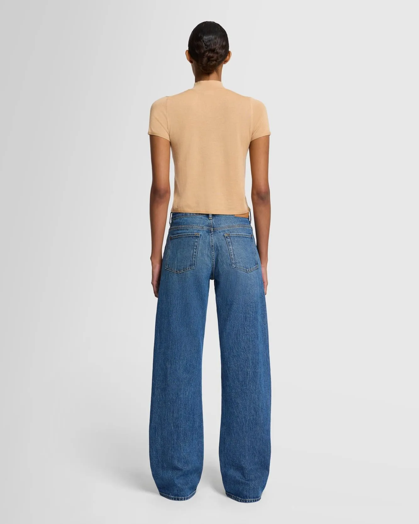 Cashmere Mock Neck Short Sleeve Sweater in Porcini sold by 7 For All Mankind product image thumbnail 4