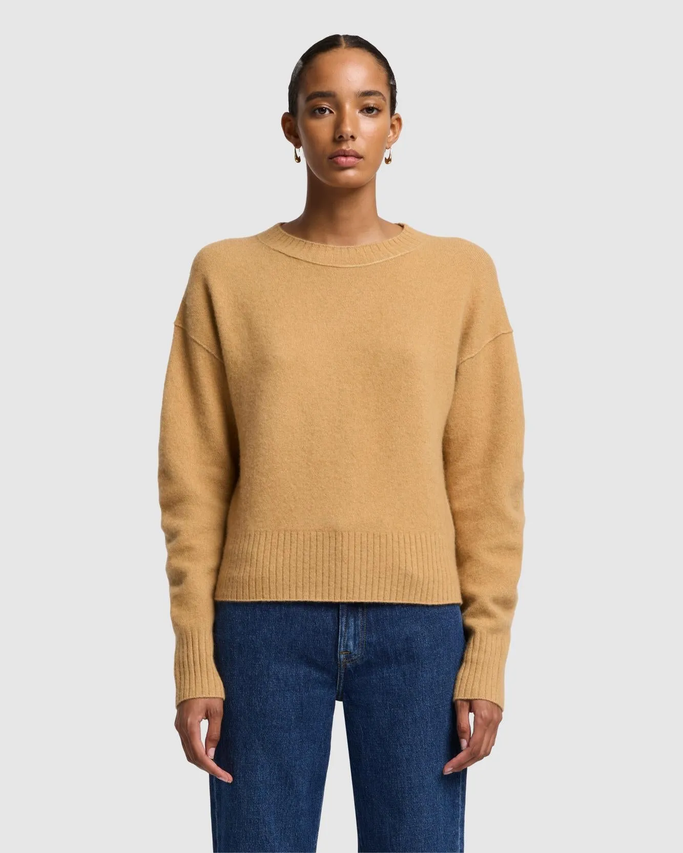 Cashmere Blend Crewneck Sweater in Porcini sold by 7 For All Mankind