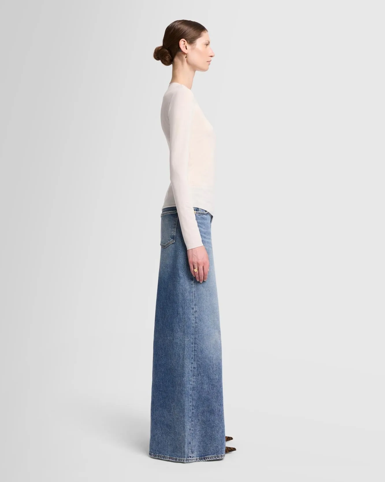 Long Sleeve High Neck Top in Milk sold by 7 For All Mankind product image thumbnail 5