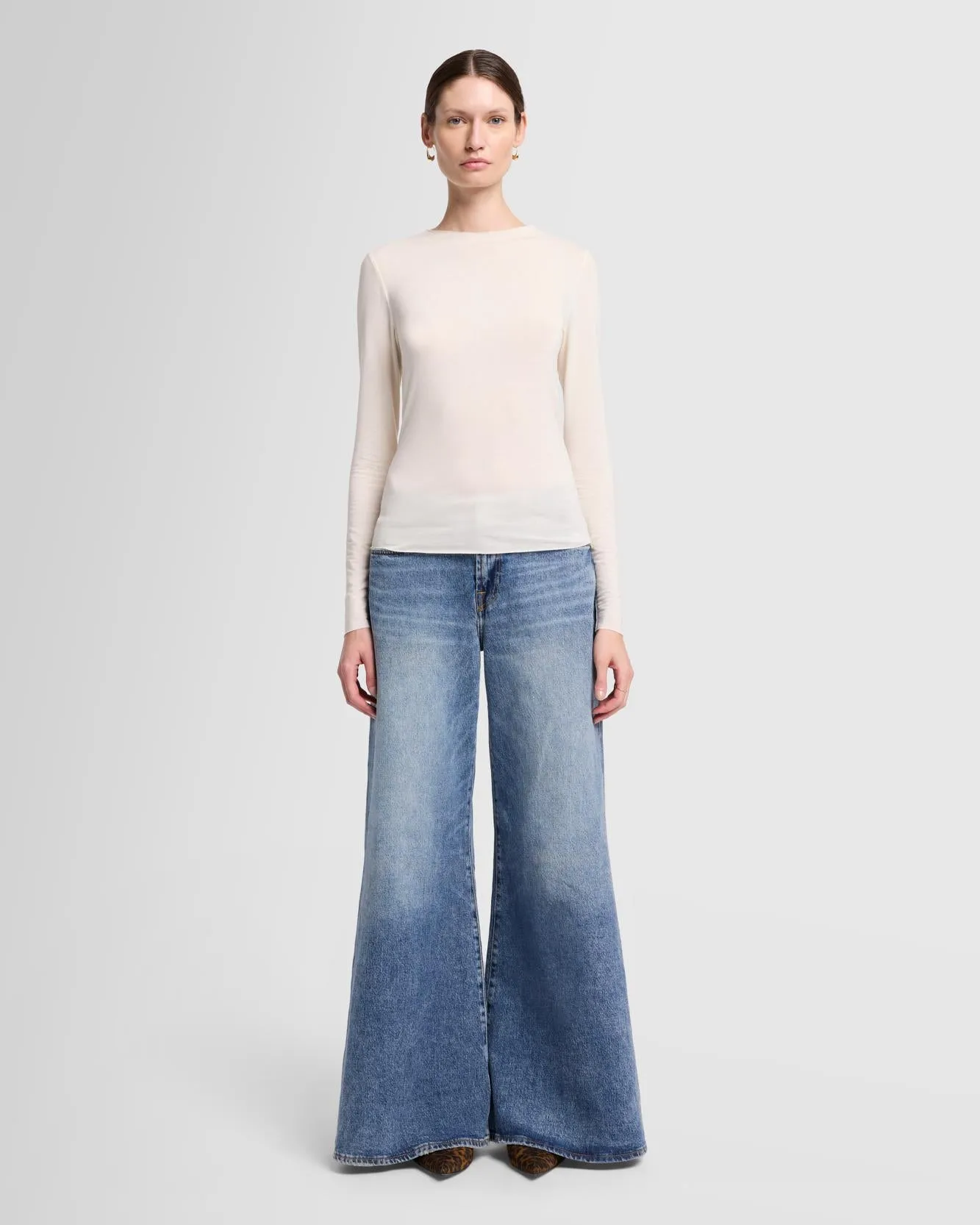 Long Sleeve High Neck Top in Milk sold by 7 For All Mankind product image thumbnail 2