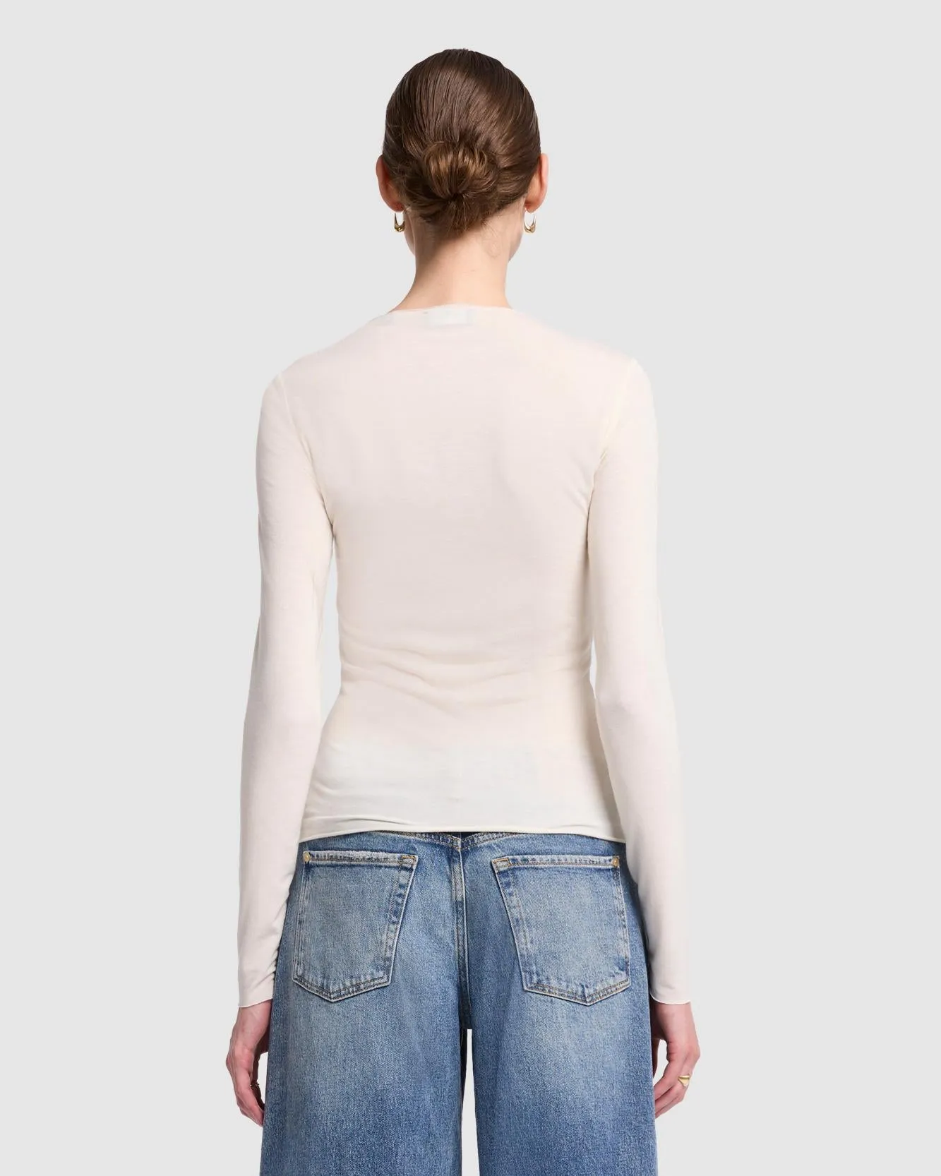 Long Sleeve High Neck Top in Milk sold by 7 For All Mankind product image thumbnail 4
