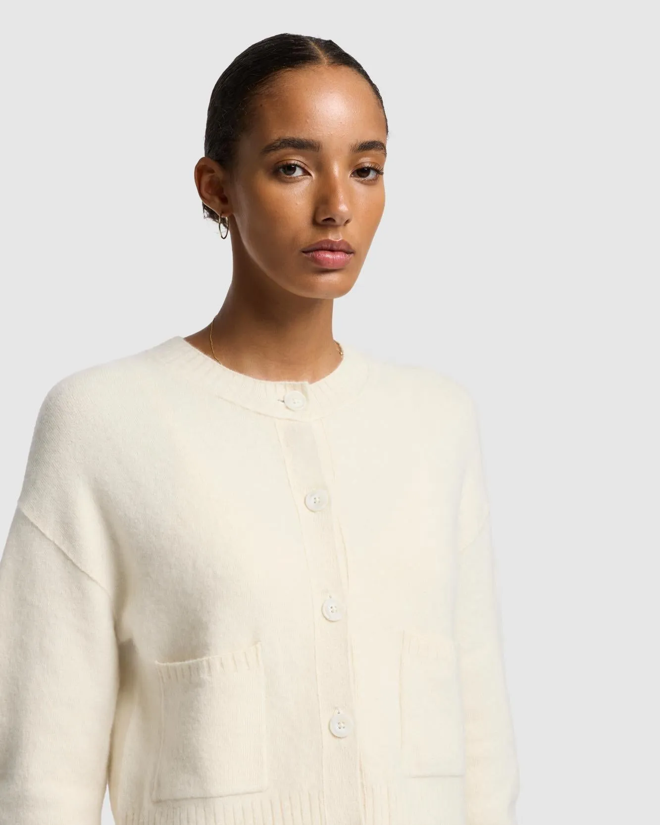 Cashmere Blend Cardigan in Milk sold by 7 For All Mankind product image thumbnail 3