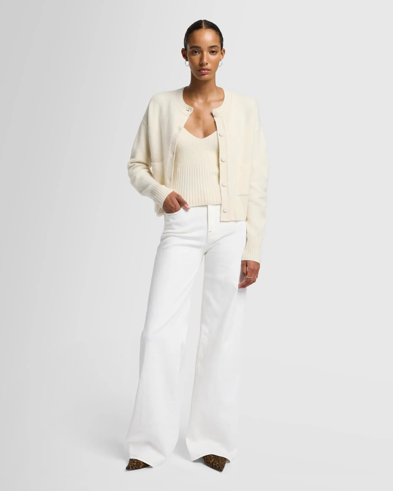 Cashmere Blend Cardigan in Milk sold by 7 For All Mankind product image thumbnail 2