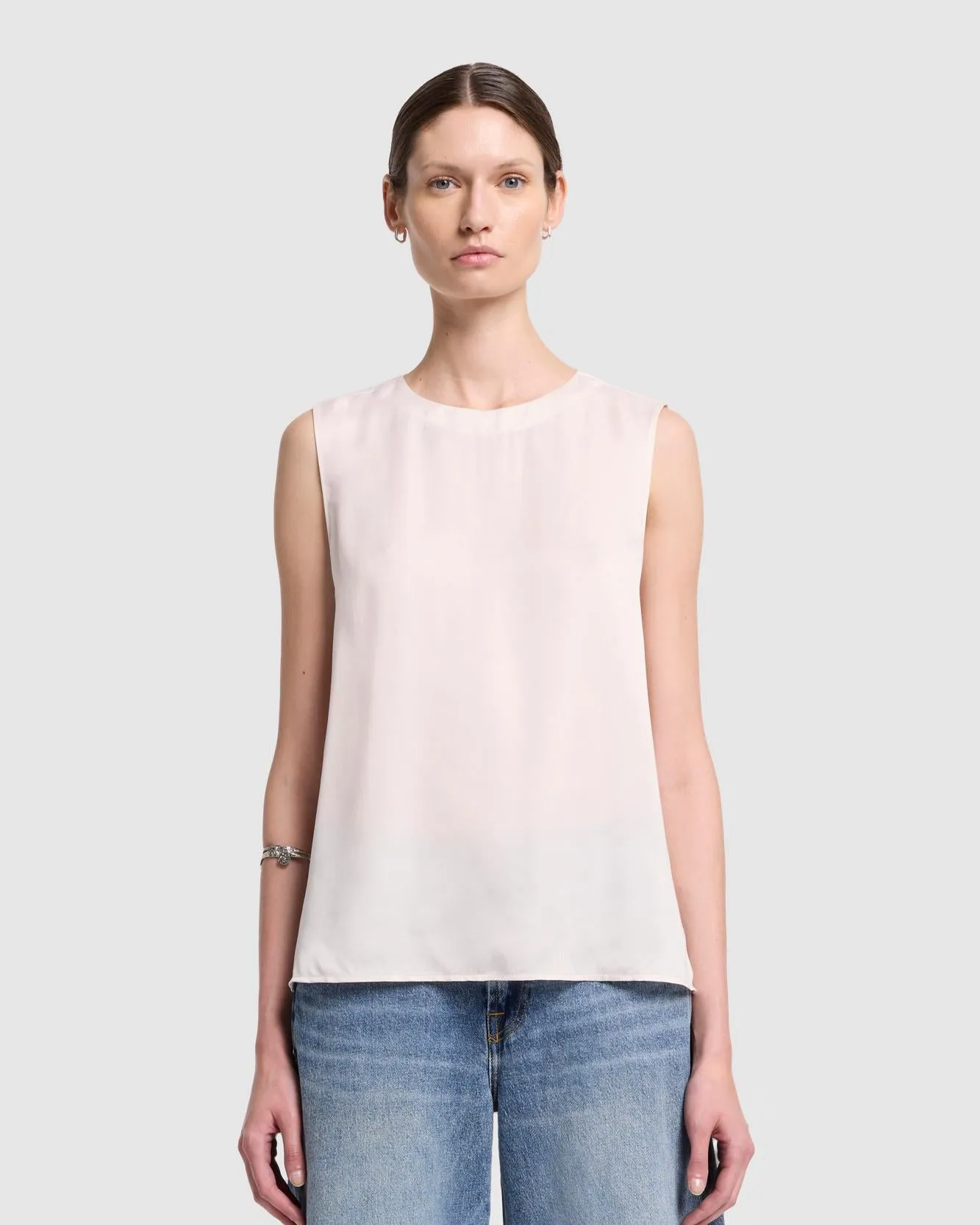 Cupro Sleeveless Top in Milk sold by 7 For All Mankind