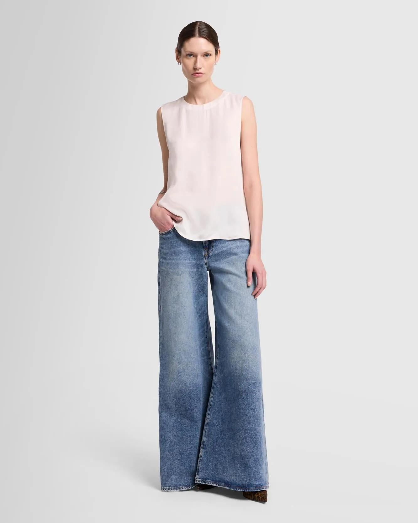 Cupro Sleeveless Top in Milk sold by 7 For All Mankind product image thumbnail 2