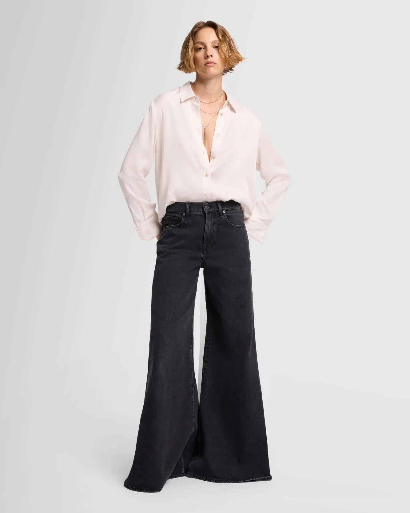 Cupro Shirt in Milk sold by 7 For All Mankind product image thumbnail 2