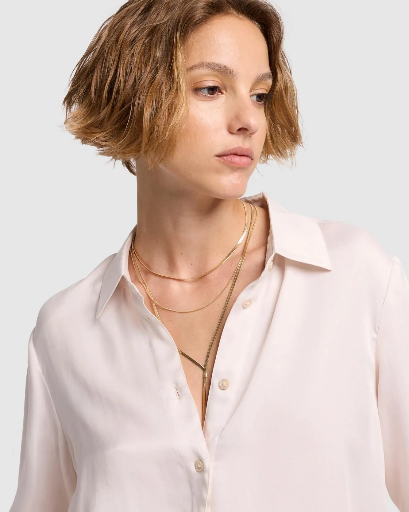 Cupro Shirt in Milk sold by 7 For All Mankind product image thumbnail 3