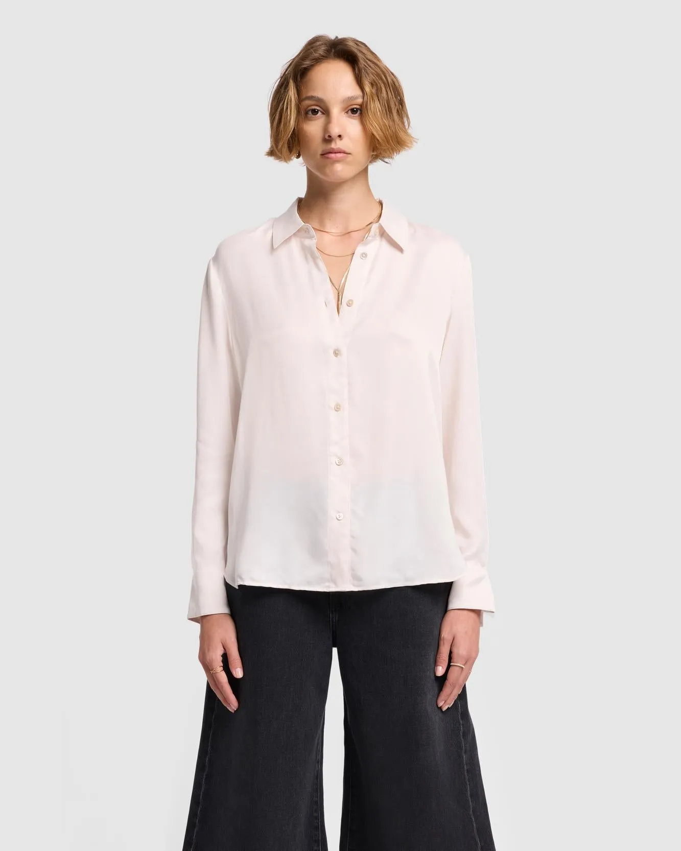 Cupro Shirt in Milk sold by 7 For All Mankind