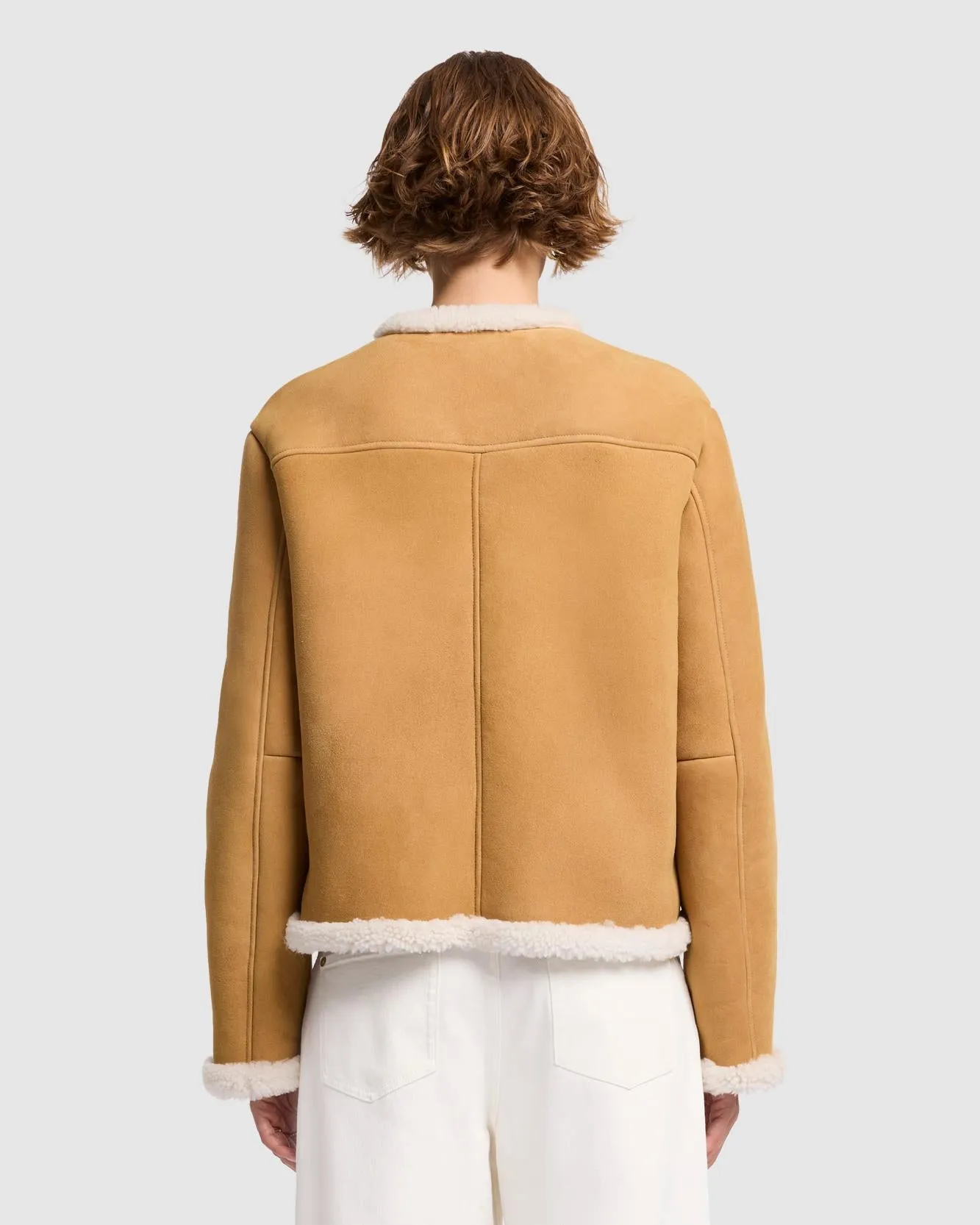 Cropped Shearling Jacket in Porcini sold by 7 For All Mankind product image thumbnail 4