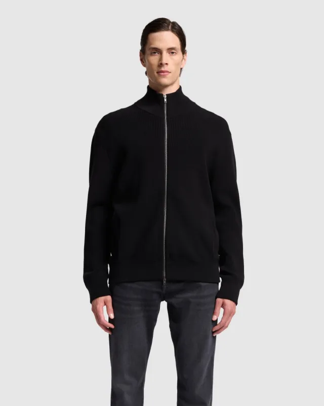 Luxe Performance Zip Sweater in Black sold by 7 For All Mankind