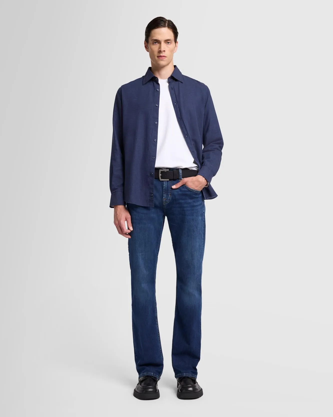 Cotton-Cashmere Button Up Shirt in Navy sold by 7 For All Mankind product image thumbnail 2