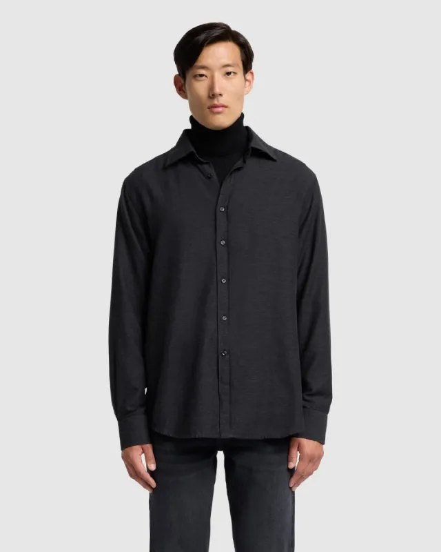 Cotton-Cashmere Button Up Shirt in Dark Grey sold by 7 For All Mankind